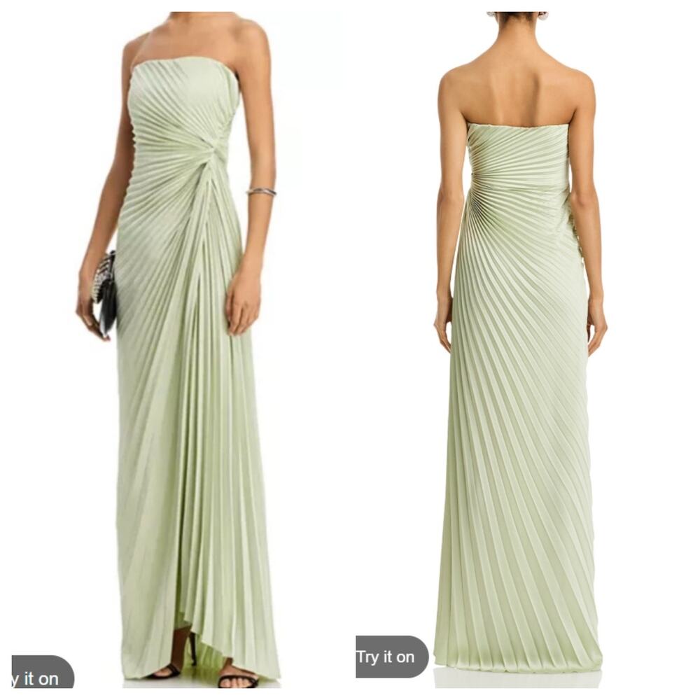 A.L.C. Layla Pleated Green Strapless Gown Size 6 NWT